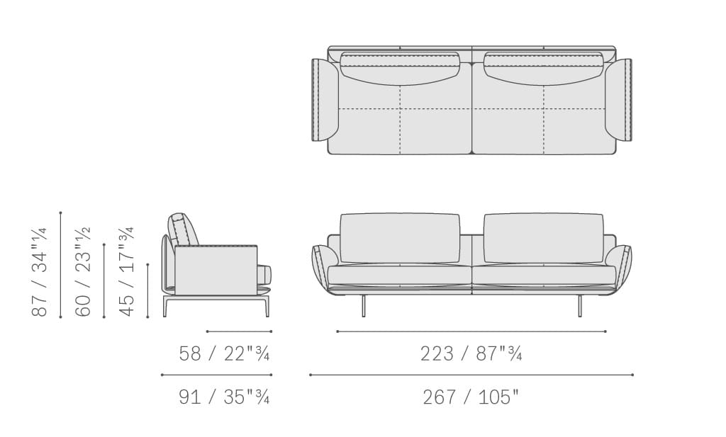 2-местный диван из ткани и кожи Poltrona Frau коллекция-диваны и кресла ARCH-00023593 - Вид №10
