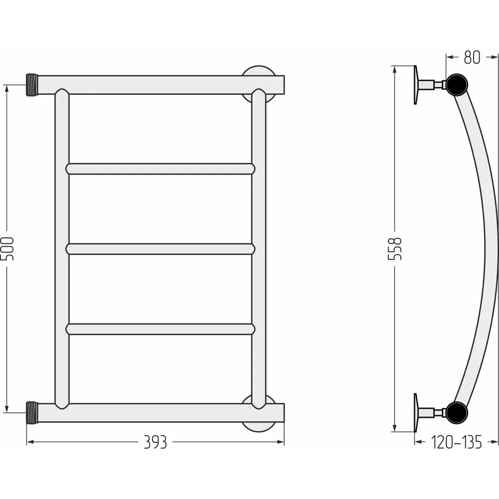 Водяной полотенцесушитель СУНЕРЖА Акватика-П 50×40 см в хроме 89370562 STLM-0941760 - Вид №4