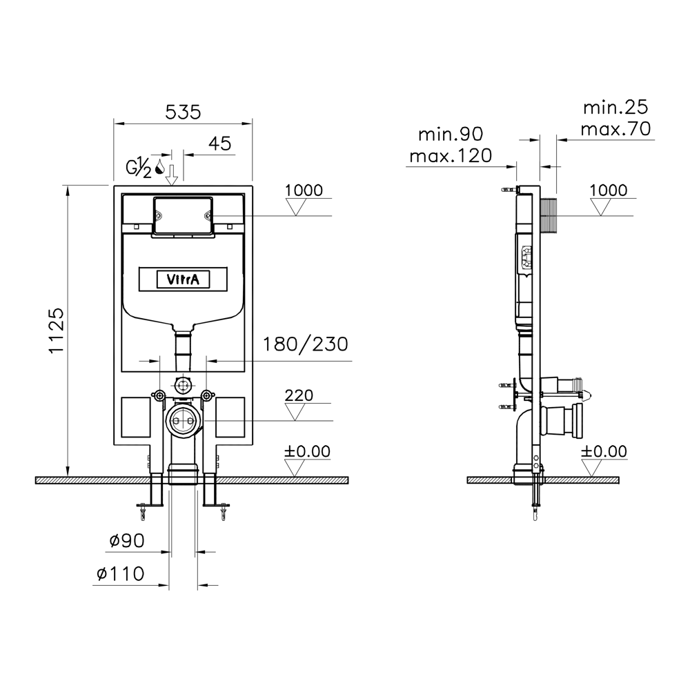 Комплект инсталляция с унитазом Vitra Raum с кнопкой STLM-2006141 - Вид №8