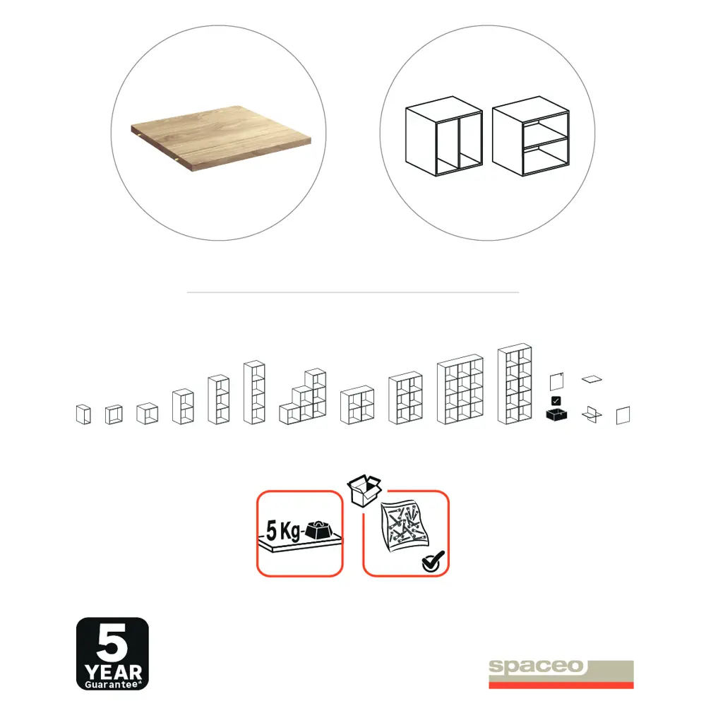 SPACEO Полка KUB для стеллажей - дуб гикори джексон 82731907 Spaceo Kub STLM-0034898 - Вид №6