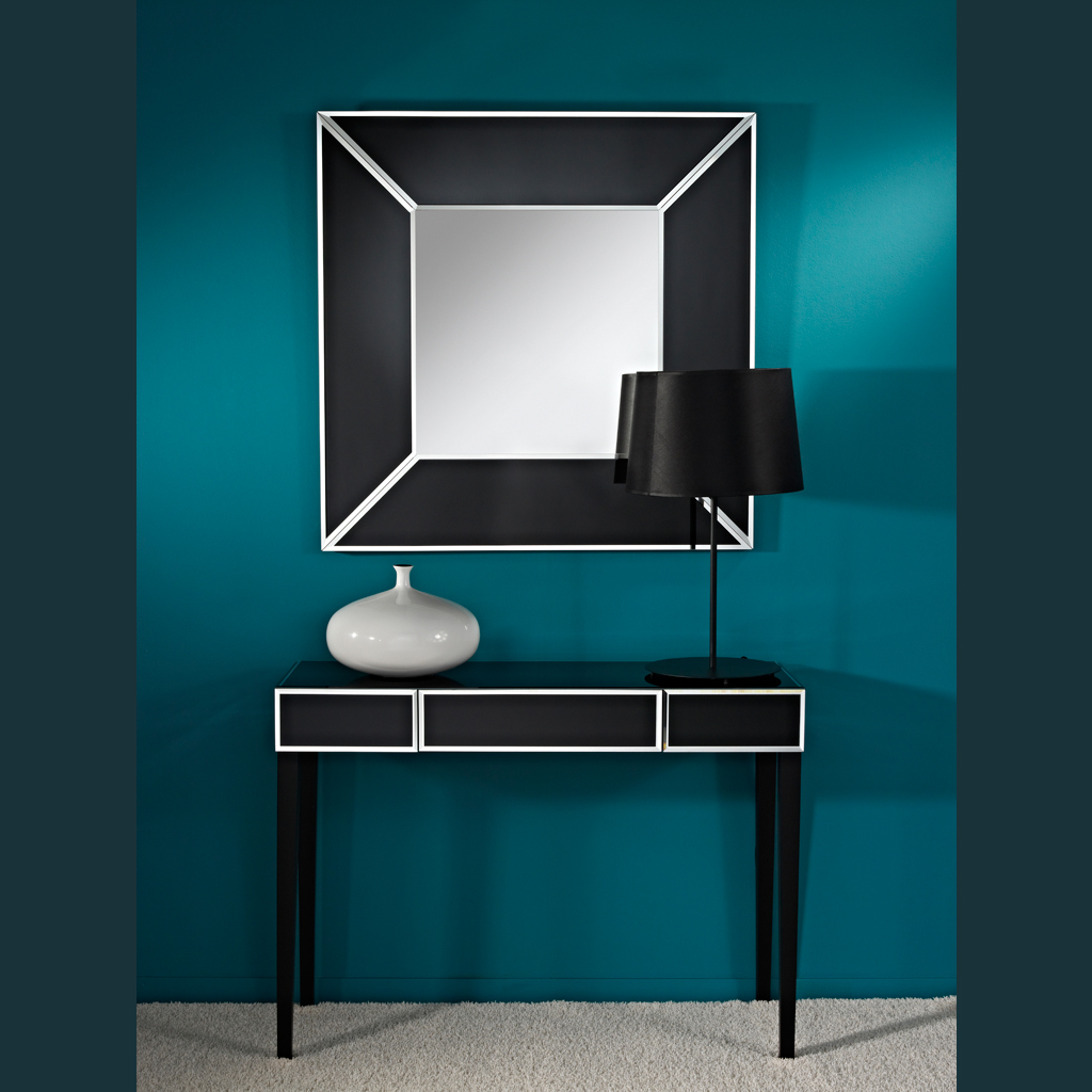 Table mirror. Консоль черная с ящиками и контрастной отделкой Black Mirror. Консоль зеркальная. Подвесная консоль с зеркалом. Консоль в современном стиле.