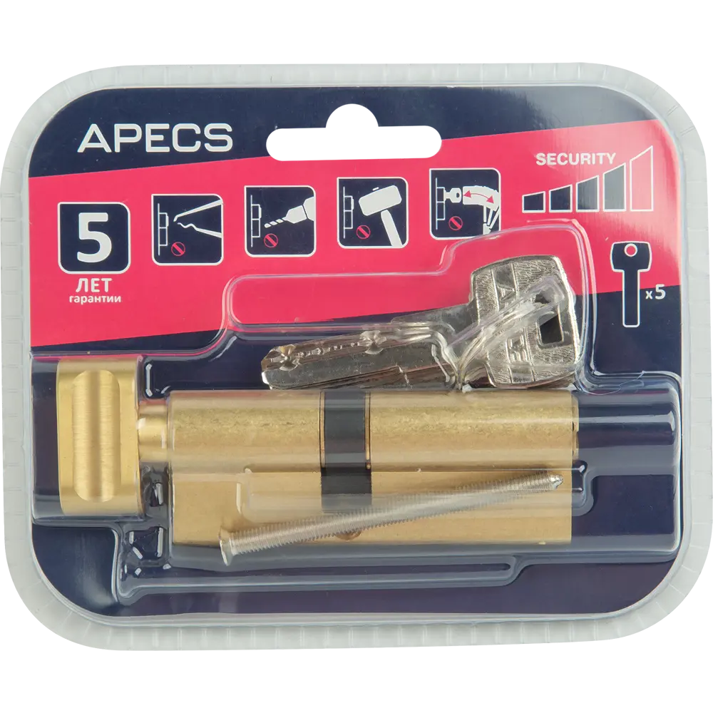 Цилиндр дверной APECS Pro с защитой от выбивания, золото 85302877 PRO LM STLM-0061043 - Вид №4