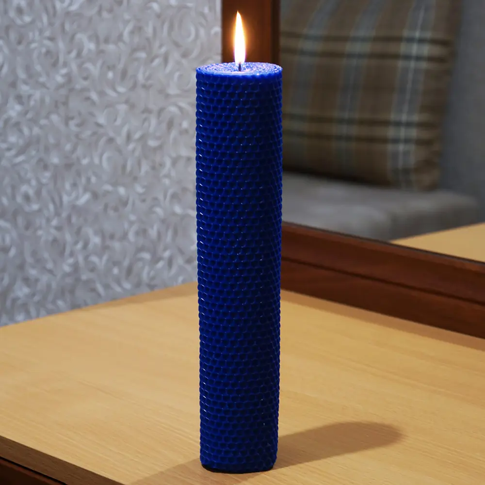 Свеча вощинная цилиндр синяя 5x26 см 86389064 STLM-2065526 EVIS  - Вид №3