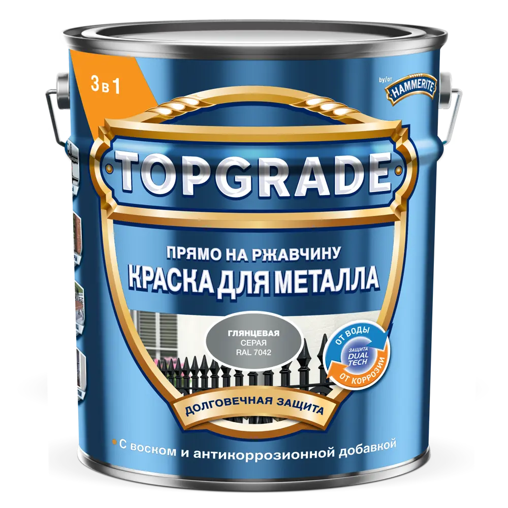 Грунт-эмаль по металлу 3 в 1 Topgrade гладкая цвет серый 5 л STLM-2049762 - Вид №1