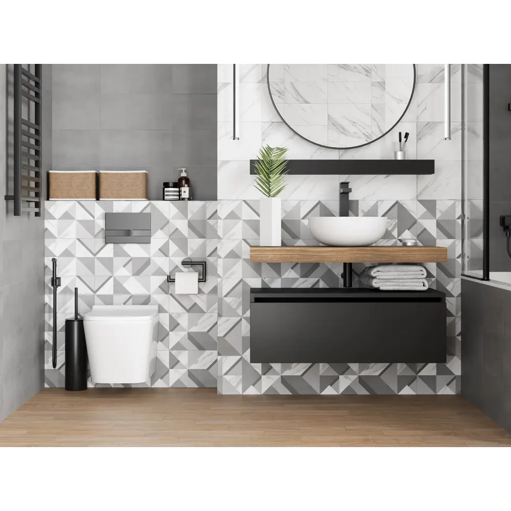 Santreyd Mersey Concrete - настенная плитка графит 20х40 см 89364574 STLM-0945052 - Вид №6