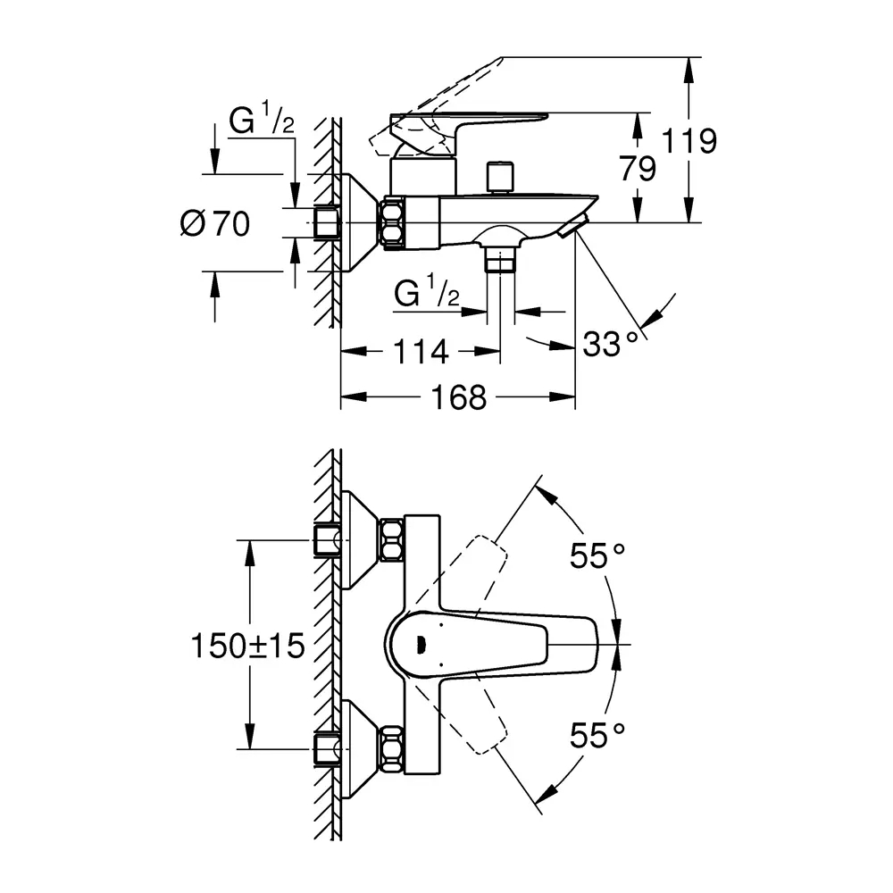 Смеситель для ванны Grohe New Start Edge, цвет хром STLM-2091722 - Вид №4