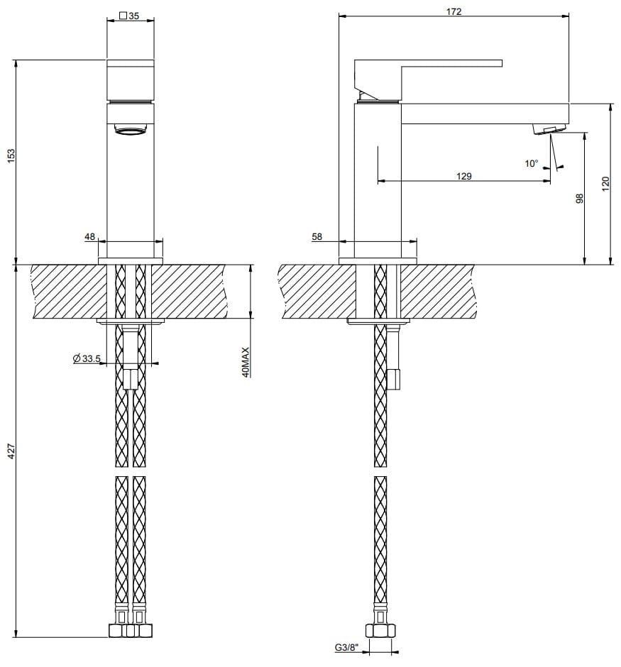 Смеситель для раковины из латуни с одним отверстием Gessi прямоугольник ARCH-00084687 - Вид №3