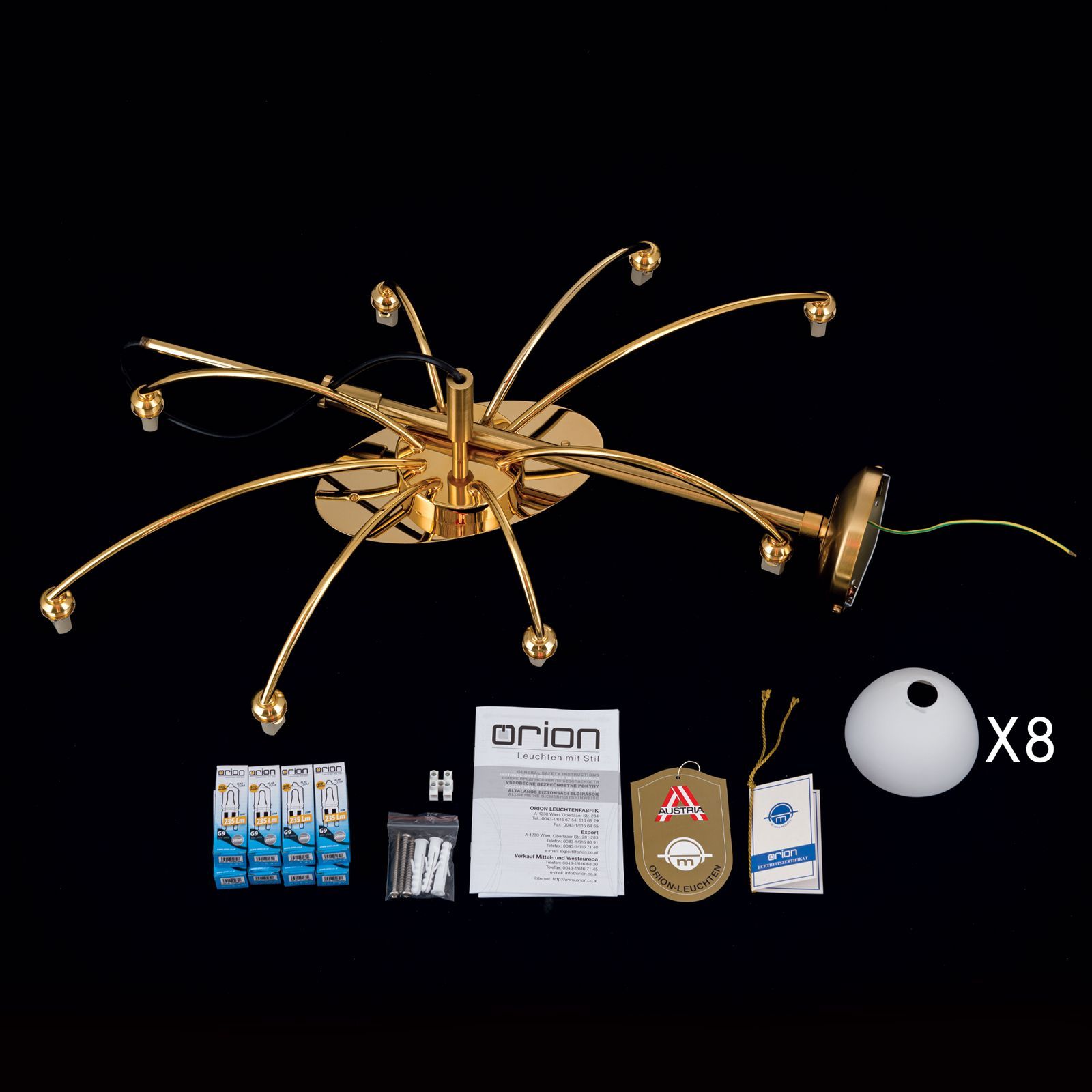 Люстра из латуни и опалового стекла Orion Opaldesign ARCH-00016490 - Вид №1