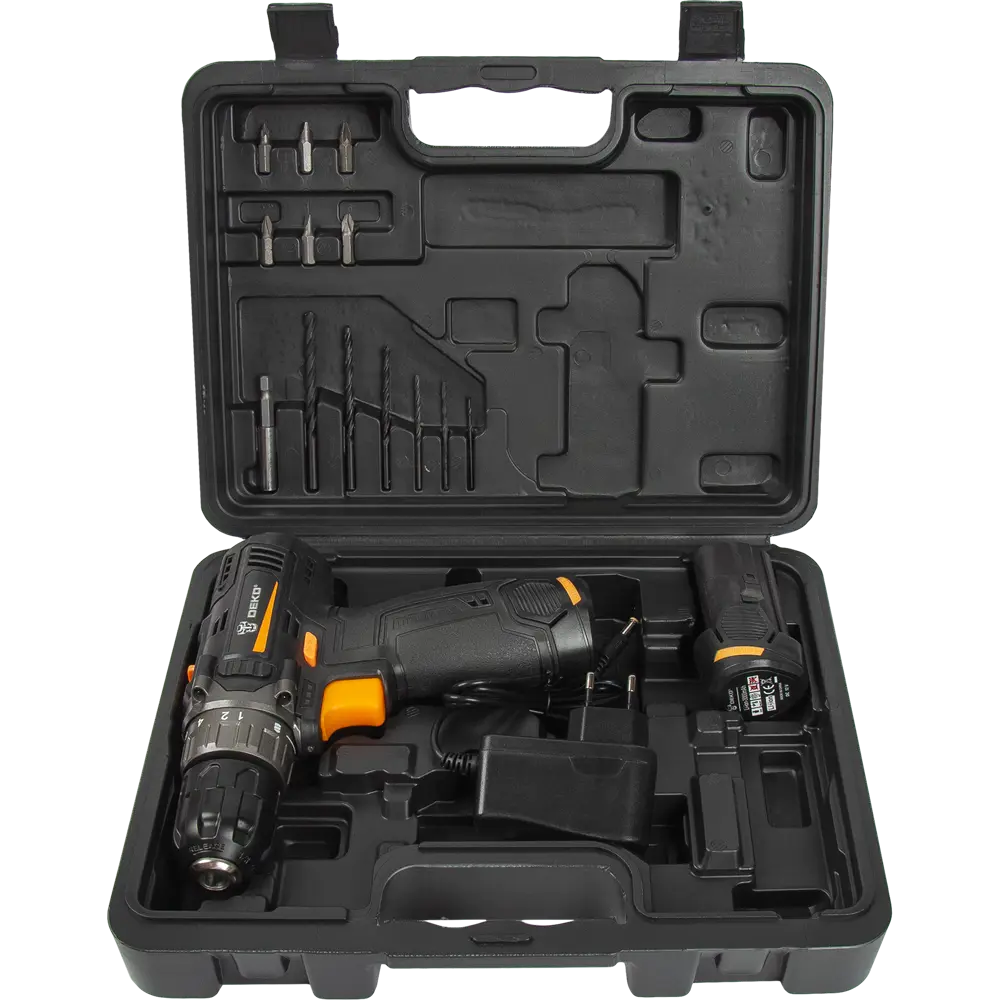Дрель-шуруповерт аккумуляторная Deko GCD12DU3 12 В Li-ion 2x3 Ач набор сверл и бит STLM-2160884 - Вид №6