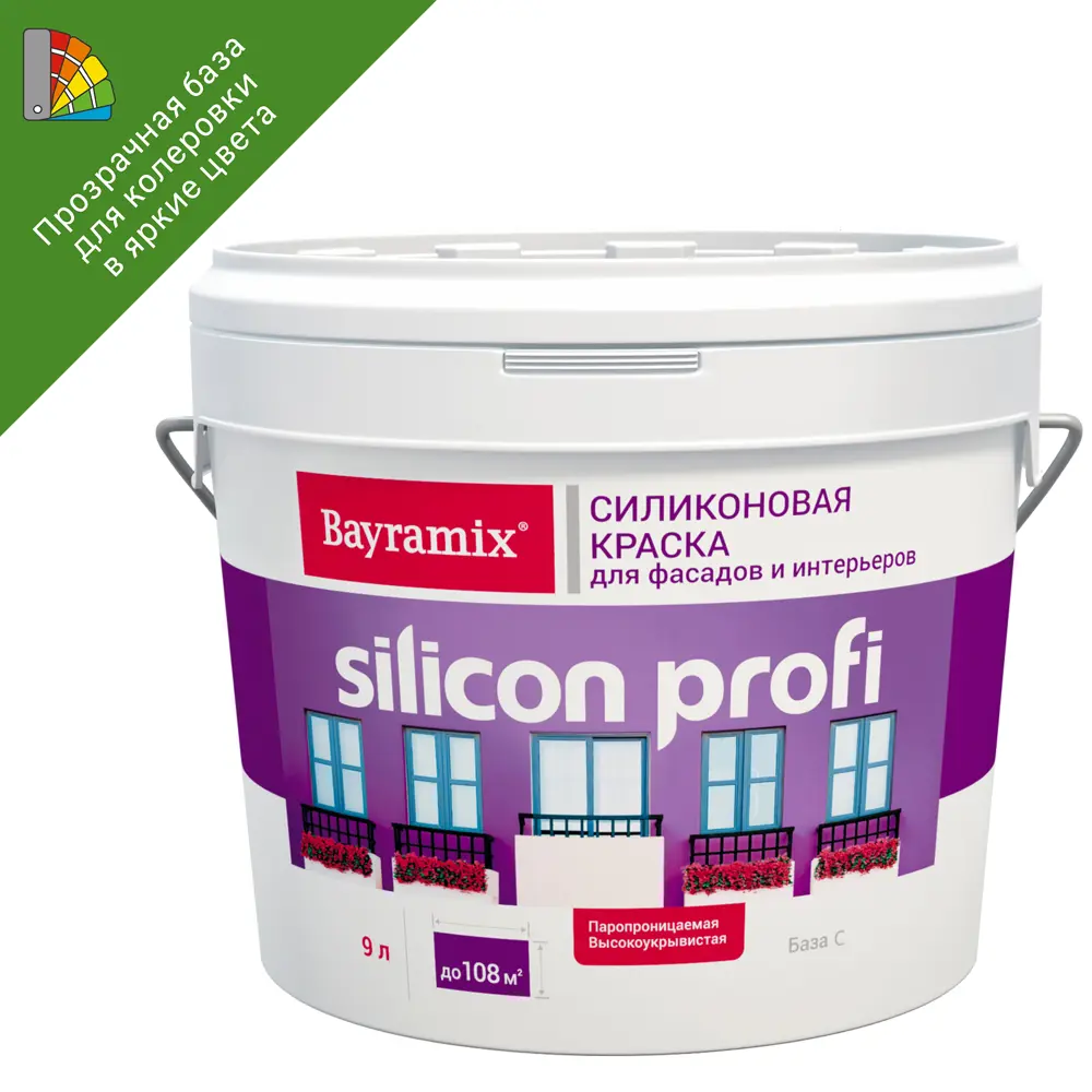 82891616 Краска фасадная Bayramix Silicon Profi матовая прозрачная база С 9 л STLM-0037616