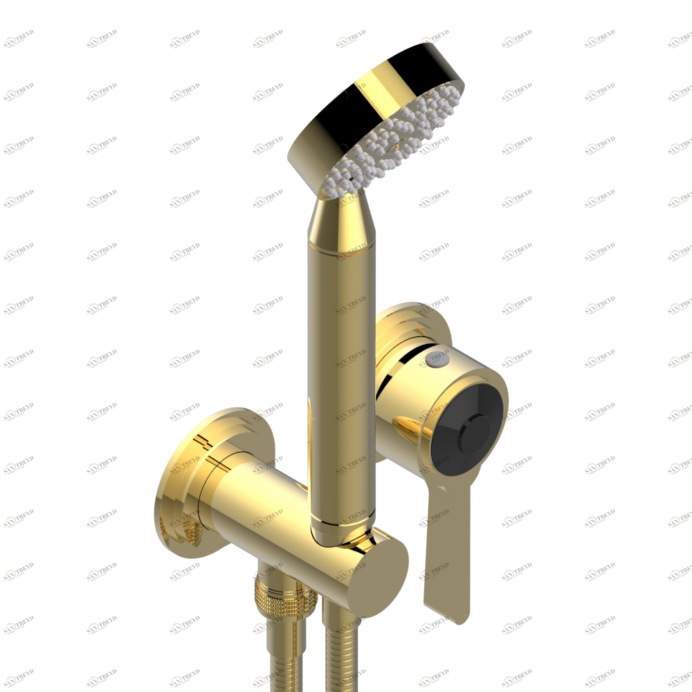 G2M-6561B Trim only for wall mixer with complete handshower on hook Thg-paris Faubourg - чёрный фарфор - с рукоятками Покрытие PVD золотистый цвет G2M 6561B CAT.F