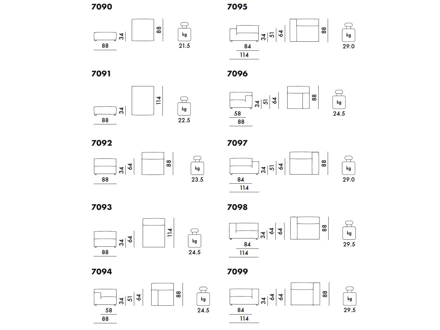 3-местный модульный тканевый диван Kartell Plastics ARCH-00090945 - Вид №7