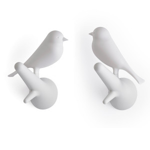 QL10067-WH-WH Вешалки настенные sparrow, 2 шт., белые Qualy