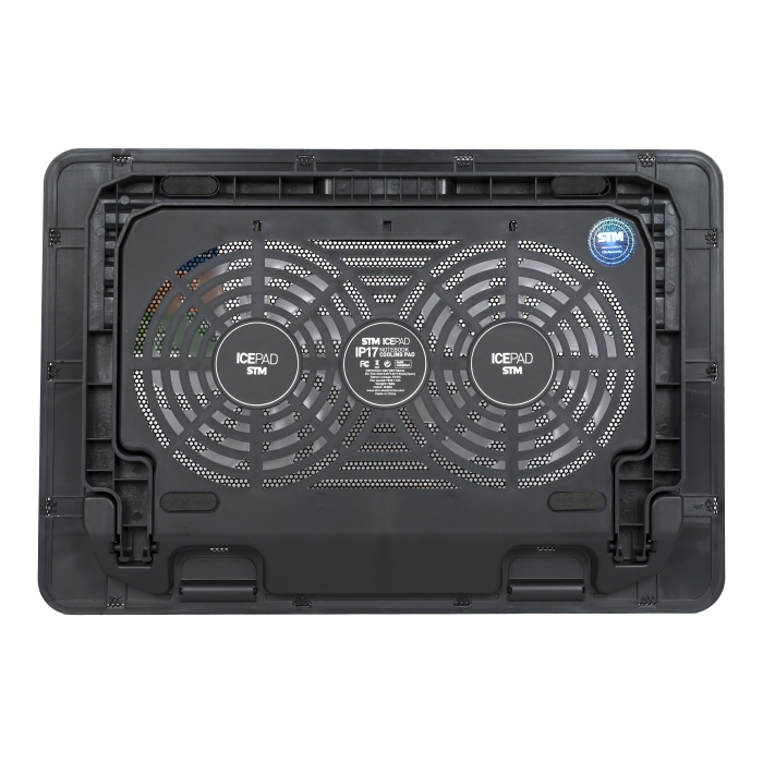 IP17 laptop cooling black (17,3", 2x(125x125), 2x2 led backlight, black plastic+metal mesh, 3 types height adjustable ) STM Santreyd  - Вид №1