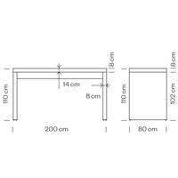 Deck 503A Стол из сотового картона с ламинированной поверхностью. Версия 80 см глубиной. Et al. Deck