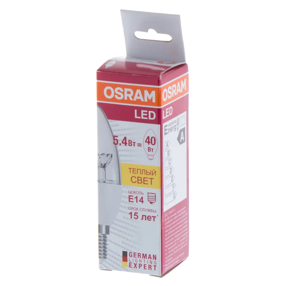 Лампа светодиодная Osram свеча E14 6 Вт 470 Лм свет тёплый белый 14752326 STLM-2111008  - Вид №1