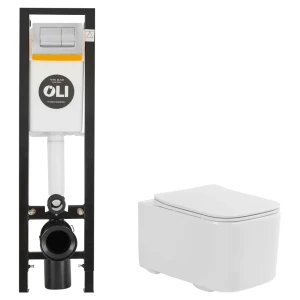 Комплект инсталляции Oli Quadra с безободковым унитазом Aquatek Квадро