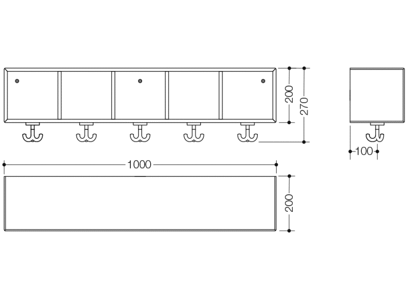 M20.02.001 Модуль ряда, 5 мест с тройным крюком HEWI Kids - Вид №2