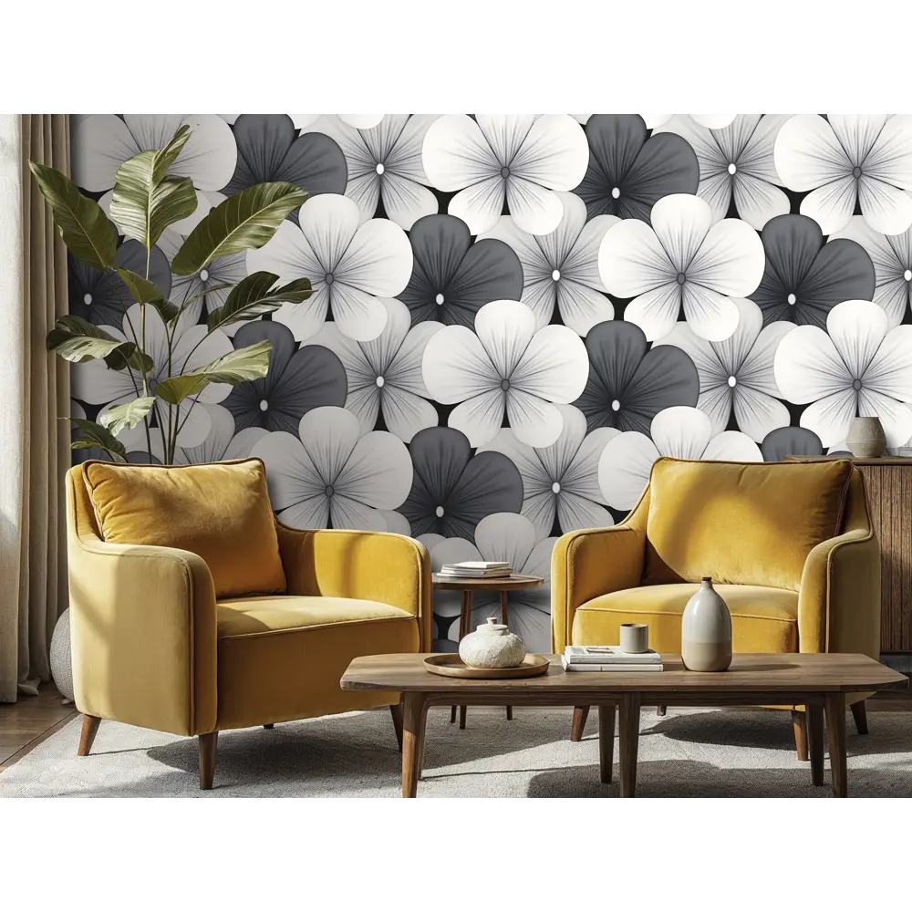 Флизелиновые обои Victoria Stenova Margarita темно-серые с цветочным рисунком 89423703 STLM-1577235 - Вид №4