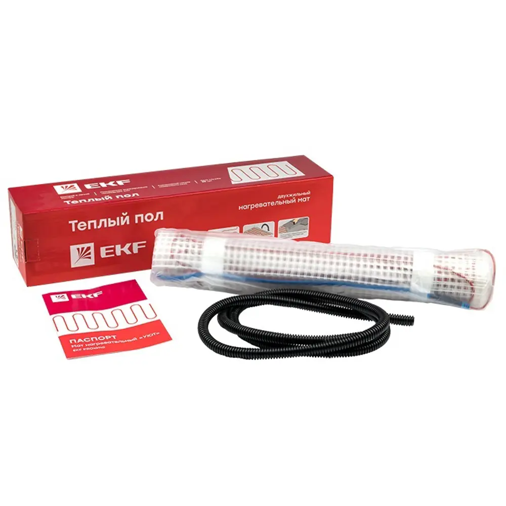 Нагревательный мат для теплого пола EKF 1 м2 с терморегулятором STLM-2189219