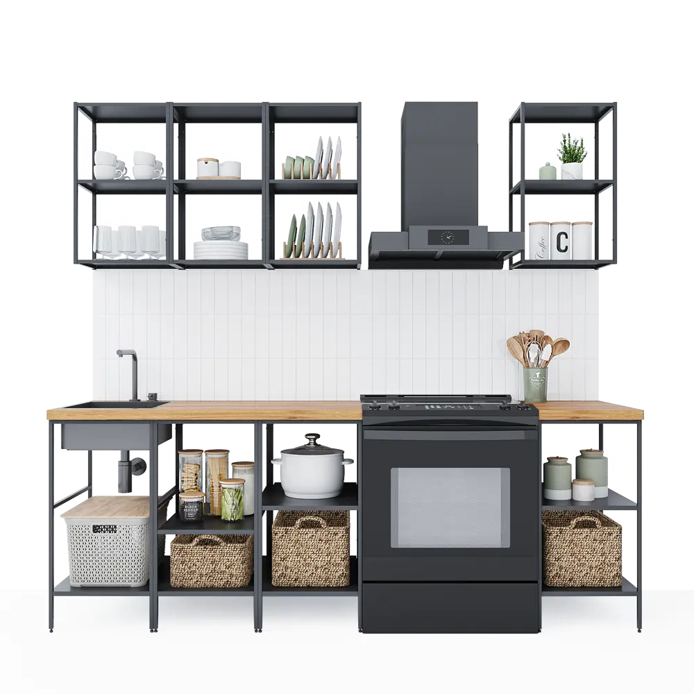 Кухонный гарнитур 160x60 см Вельга цвет черный KONSENSA STLM-2071822