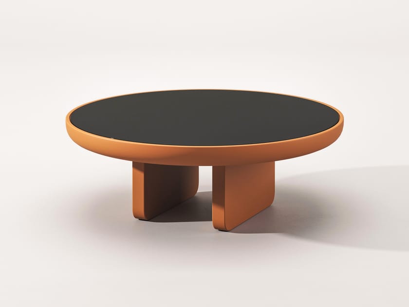 Круглый деревянный и стеклянный журнальный столик Falsasquadra Водяные лилии ARCH-00020287