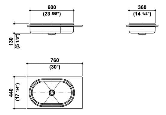 Одиночная овальная раковина из Cristalplant® Zucchetti Rise ARCH-00141145 - Вид №3