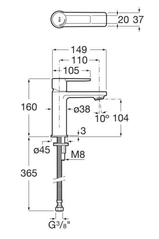 Смеситель для раковины из латуни без слива Roca номерной знак ARCH-00150685 - Вид №19
