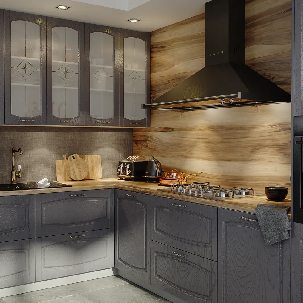 Фасад со стеклом Петергоф грей 39.7x76.5 см Delinia ID МДФ цвет графит STLM-2123017 - Вид №8