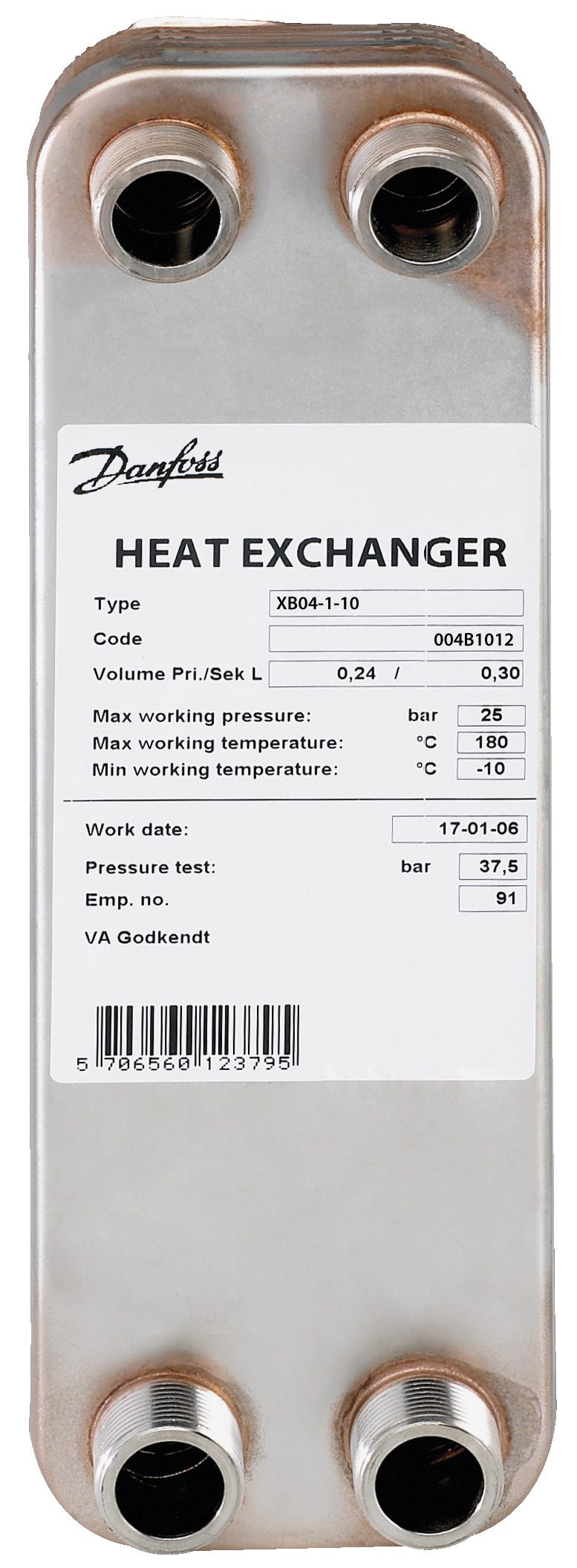 Danfoss Паяный пластинчатый теплообменник серии XB04 XB 04-1 8 паяный пластинчатый теплообмен 004B1011  - Вид №1