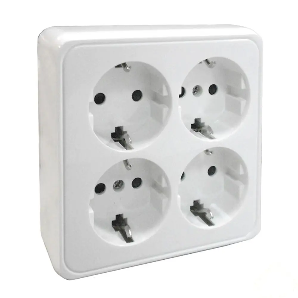 Розетка LK STANDARD 4-ая, с заземлением со шторками, белая STLM-2057052