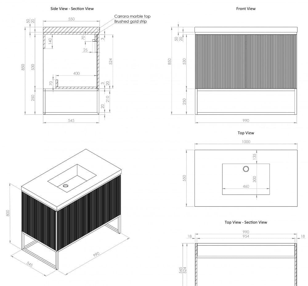 Деревянный одиночный напольный шкаф для умывальника со встроенной раковиной LUSSO Couture ARCH-00092960 - Вид №15