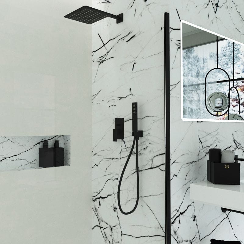 Матовый черный металлический квадратный душ и ручной душ Ercos Square ARCH-00117028 - Вид №3