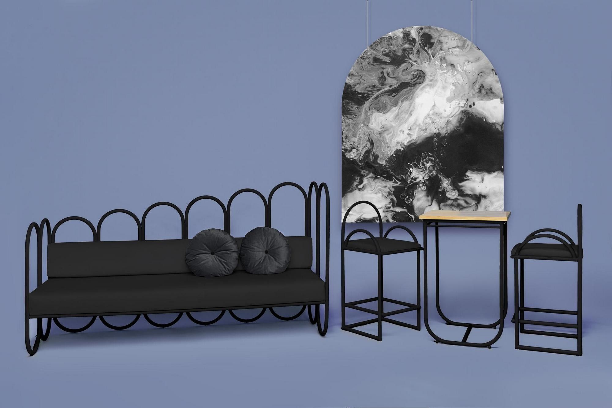 Высокий металлический стул с мягким сиденьем Houtique ARCH-00114337 - Вид №14