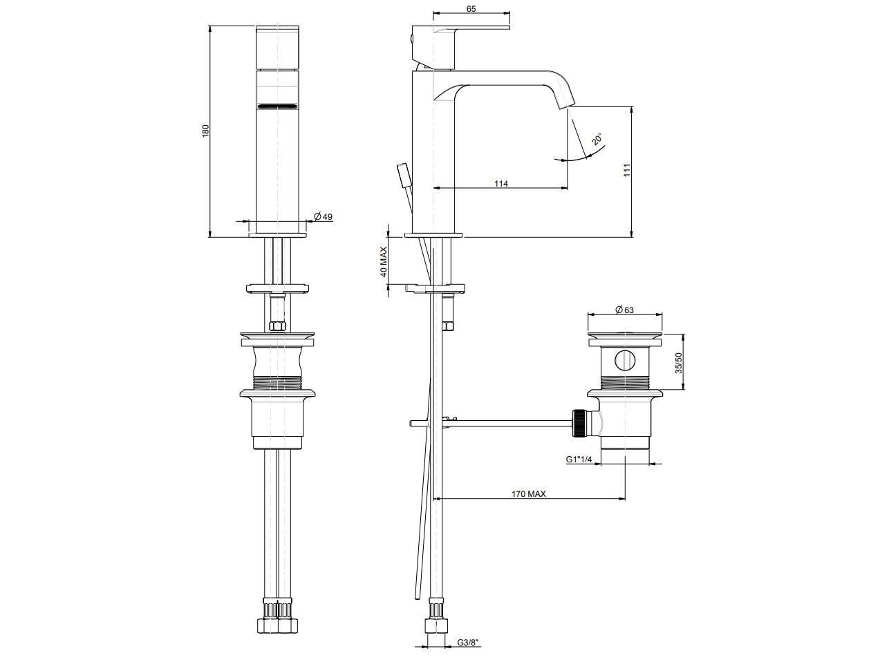 Однорычажный смеситель для раковины со сливом Rubinetterie Frattini Птолемей ARCH-00075842 - Вид №9