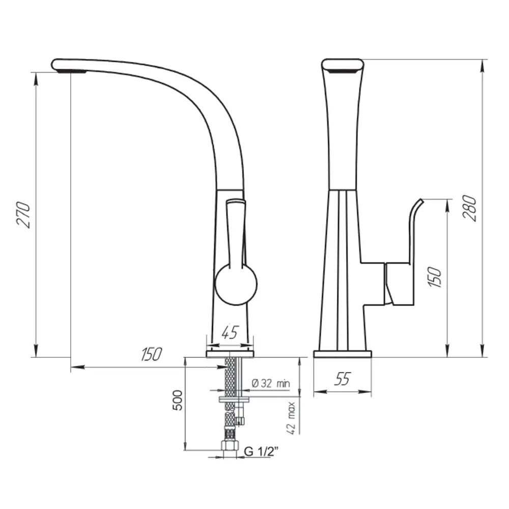 Смеситель для кухни Paini Serena 28.5 см цвет хром STLM-2078574 - Вид №6