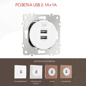 Розетка USB встраиваемая Arte milano 202.46-1.white цвет белый