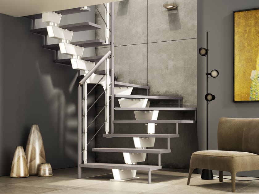 Модульная лестница из бука и стали Scrigno LUMINA ARCH-00073965