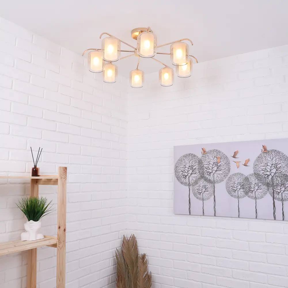 Люстра SCHAFFNER Astra 4420 - золотистая неоклассика с 8 стеклянными плафонами 89426418 STLM-1566621 - Вид №9