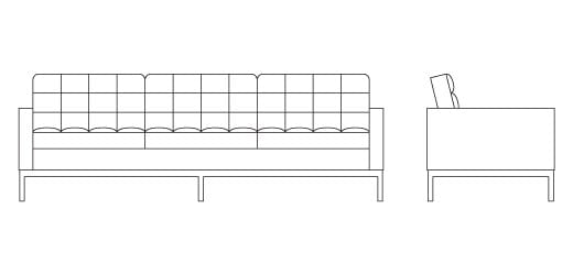 3-местный капитонный диван Knoll Florence Knoll Lounge ARCH-00074291 - Вид №2