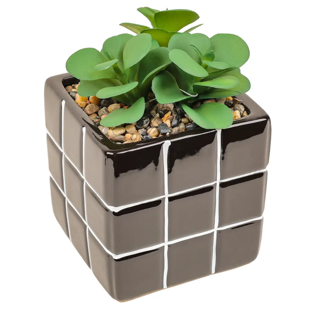 Dream River Искусственный суккулент в керамическом горшке 17 см 89432354 STLM-1577737