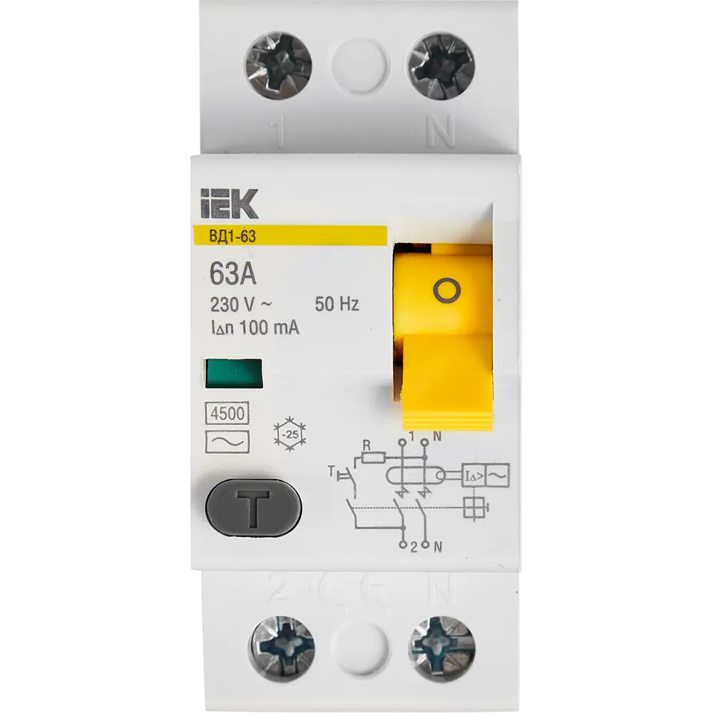 УЗО IEK ВД1-63 2Р 63 А 100 мА 4.5 кА AC STLM-2090746 - Вид №2