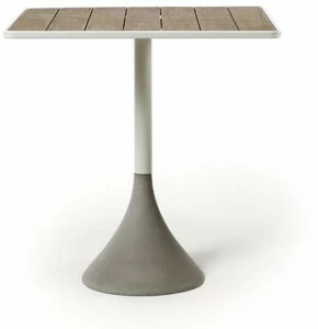 Ethimo Стол с бетонно-алюминиевым основанием и столешницей из тика Concreto