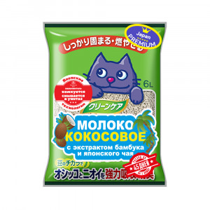 ПР0056708 Наполнитель для кошачьего туалета Молоко кокосовое с экстр.бамбука и япон. чая 6л Japan Premium Pet