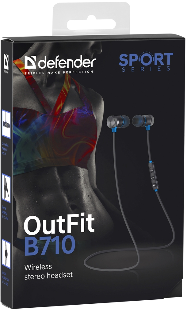 63711 беспроводная гарнитура outfit b710 черный+синий, bluetooth Defender Santreyd  - Вид №7