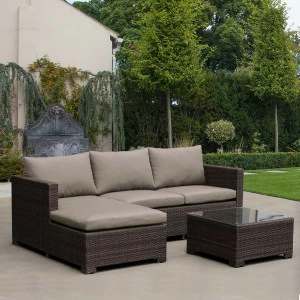 Мебель садовая мягкая коричневая, диван и столик на 4 персоны Jom AFINA  130514 Коричневый