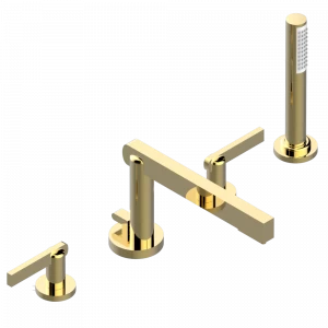 U2B-112BSG Смеситель для ванны набортный на 4 отв. с изливом СУПЕР ГОЛИАФ Thg-paris Le 11 с рукоятками Покрытие PVD золотистый цвет