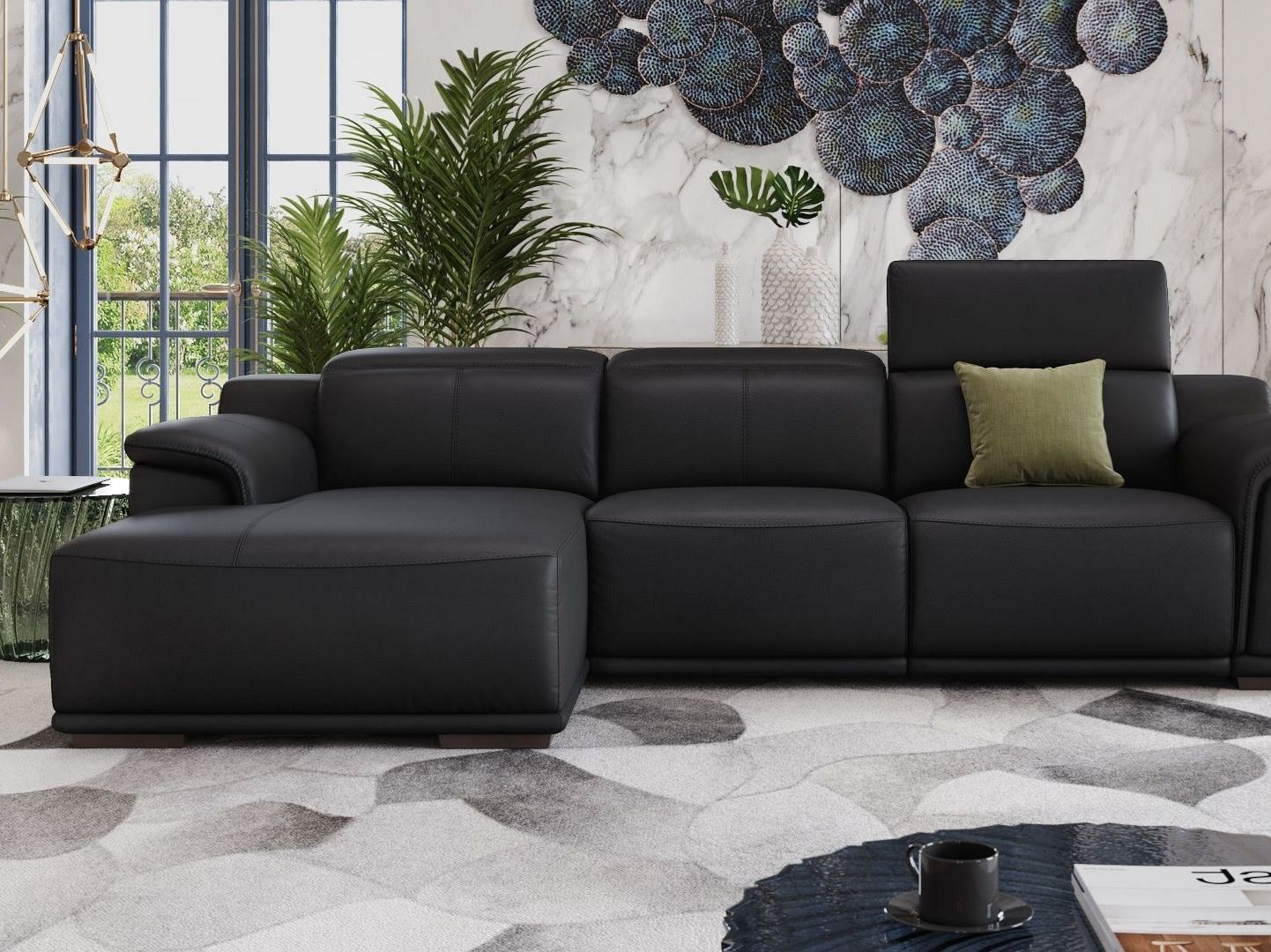 Кожаный диван с полуостровом Sofanella Montefino ARCH-00115177 - Вид №3