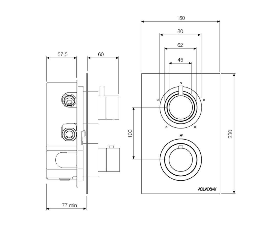 Термостатический смеситель для душа с 2 отверстиями Aquademy круглый ARCH-00036905 - Вид №2