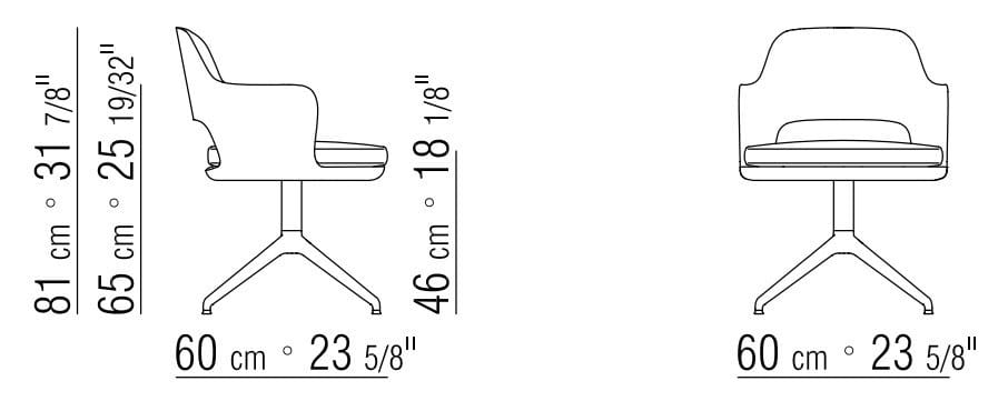 4-спицевое кожаное вращающееся кресло Flexform Eliseo ARCH-00099516 - Вид №4